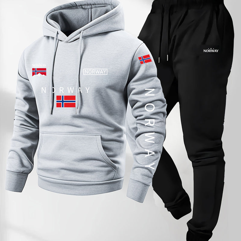 Men’s Hoodie and Jogger Set Norway Casual Tracksuit Outfit