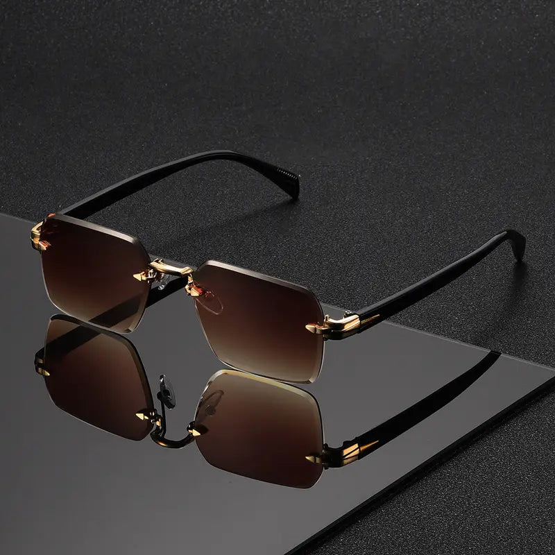 Frameless Square Glasses for Men – Trendy & Unique Eyewear for Street Style Photography - Solorfit