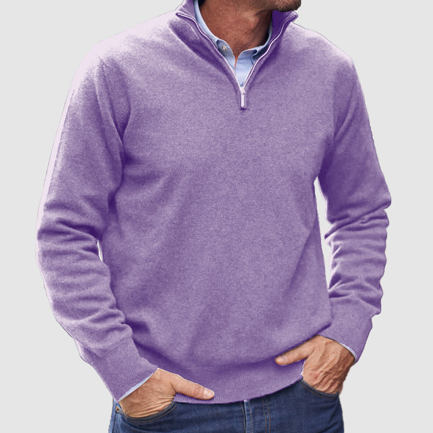 Men's Cashmere Zipper Basic Sweater - Solorfit