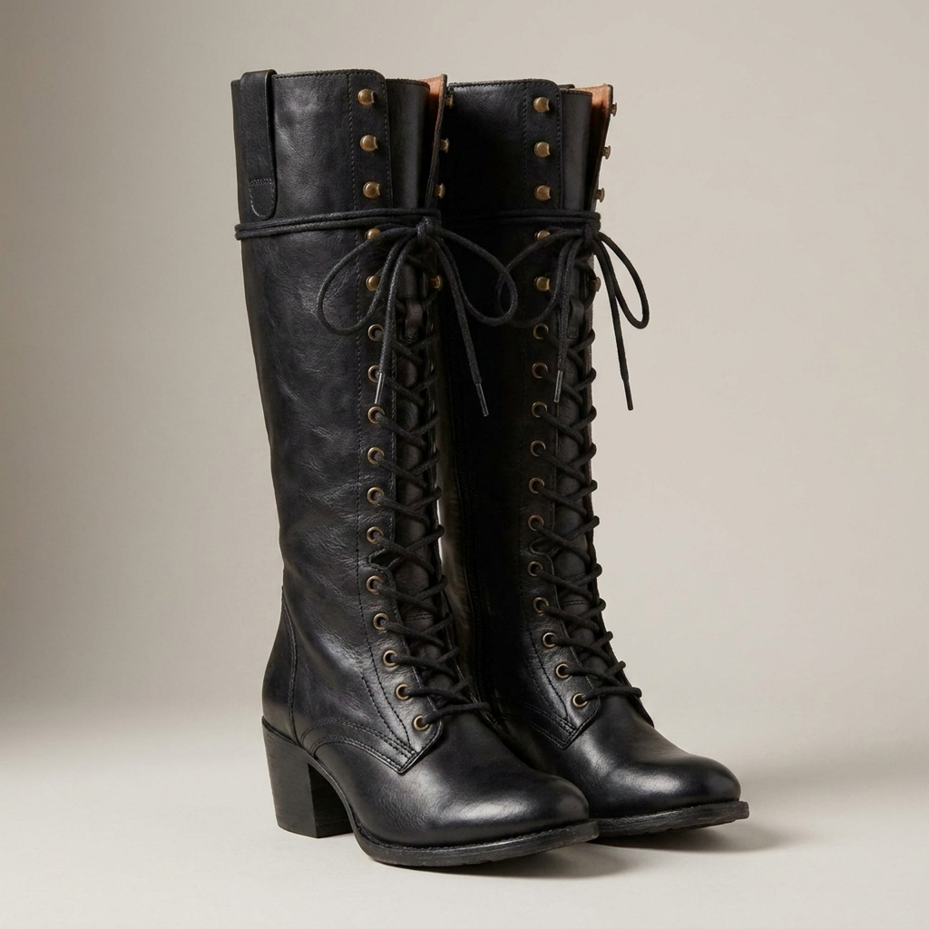 Women’s Knee High Boots Lace Up Long Boots Casual Footwear