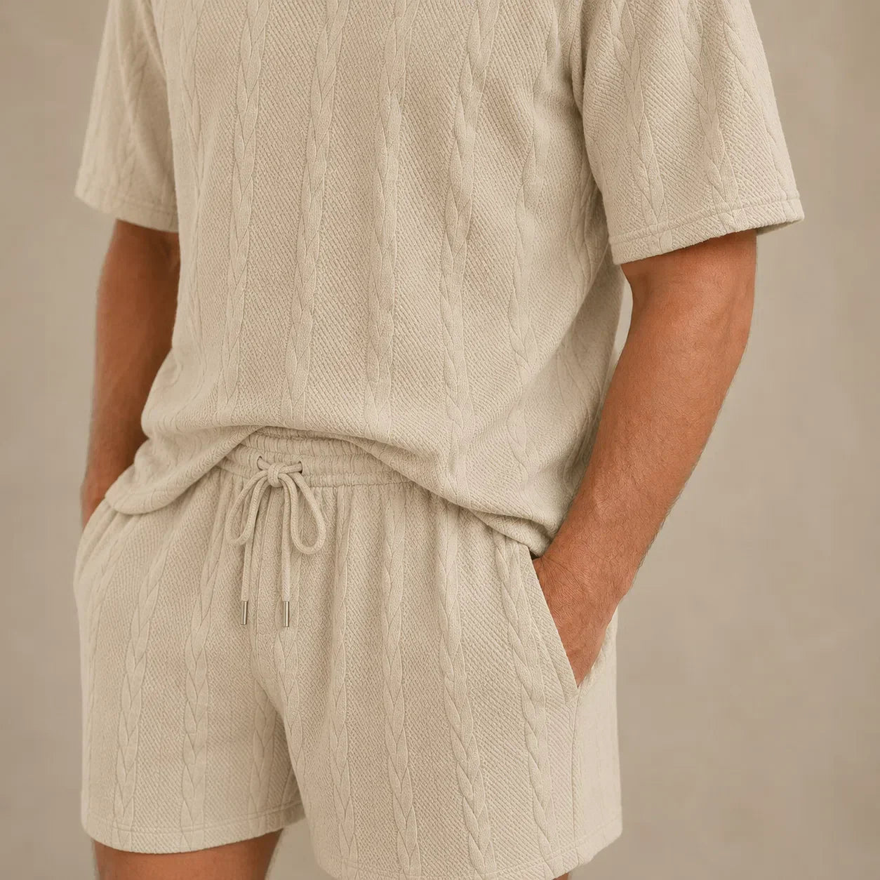 Men’s Short Sleeve Shirt and Shorts Set Casual Relaxed Fit Lounge Outfit