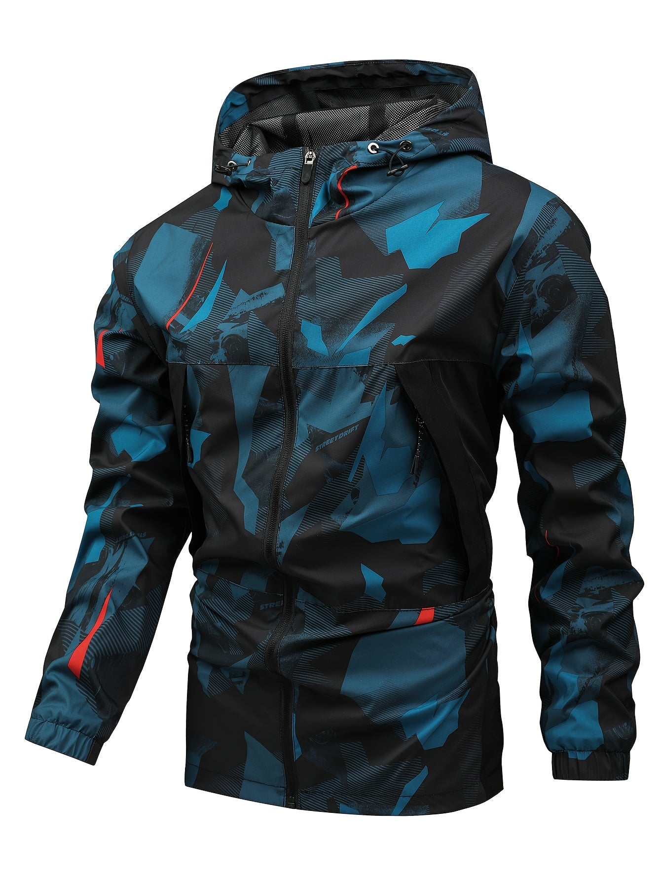 Men's Autumn Camouflage Hooded Jacket with Zip-Up Front and Pockets