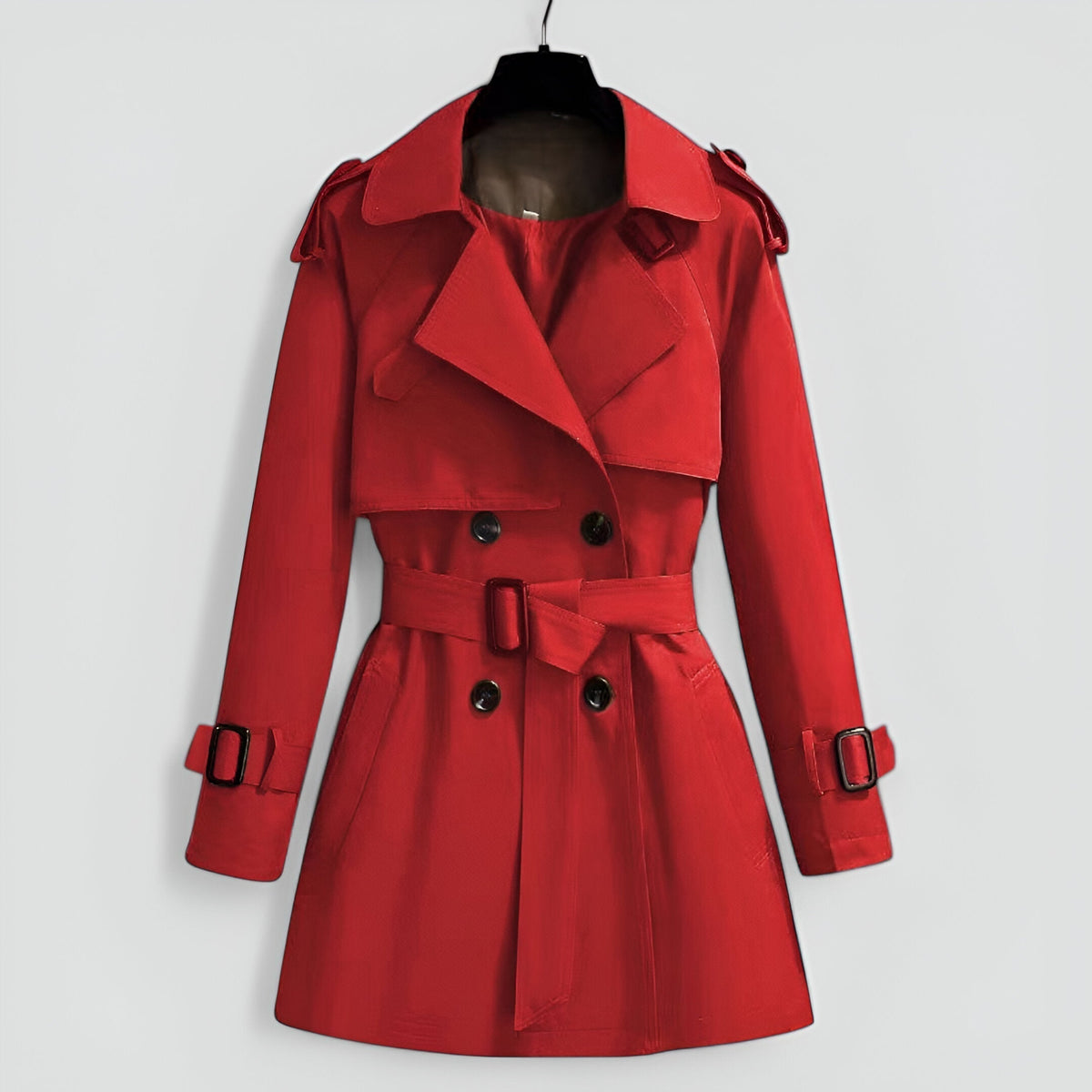 Women’s Trench Coat Double Breasted Long Coat Casual Outerwear