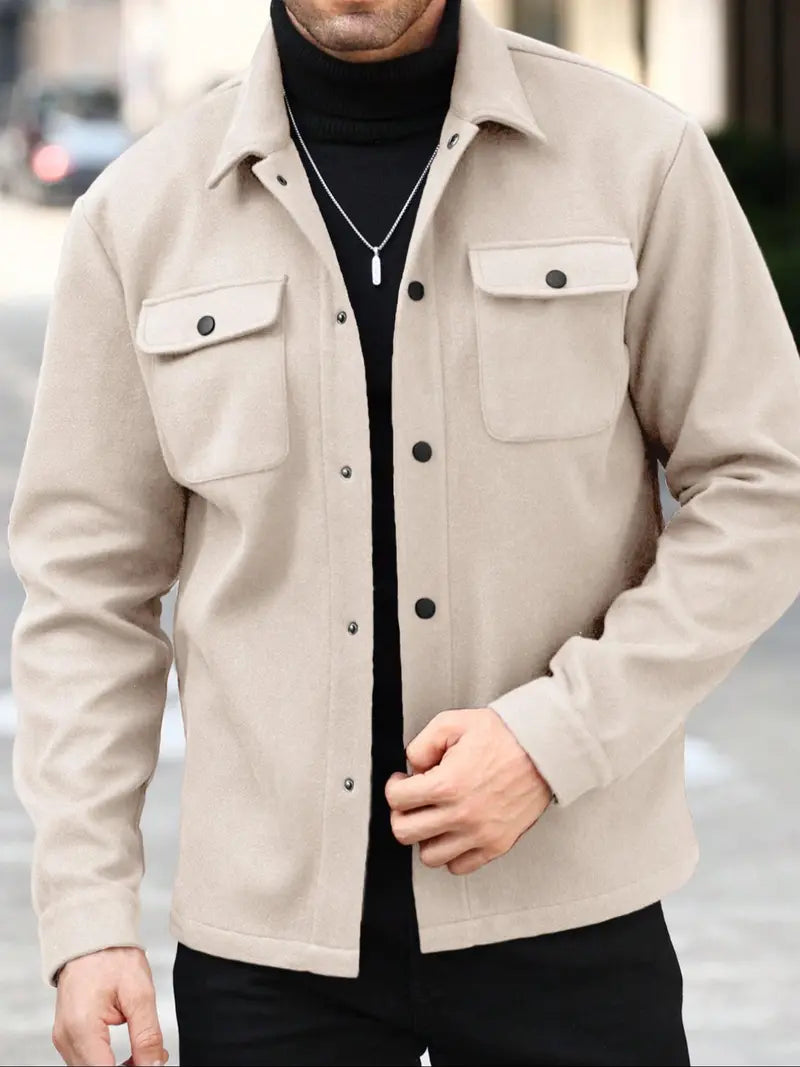 Men’s Casual Overshirt Button Up Jacket Pocket Streetwear Style