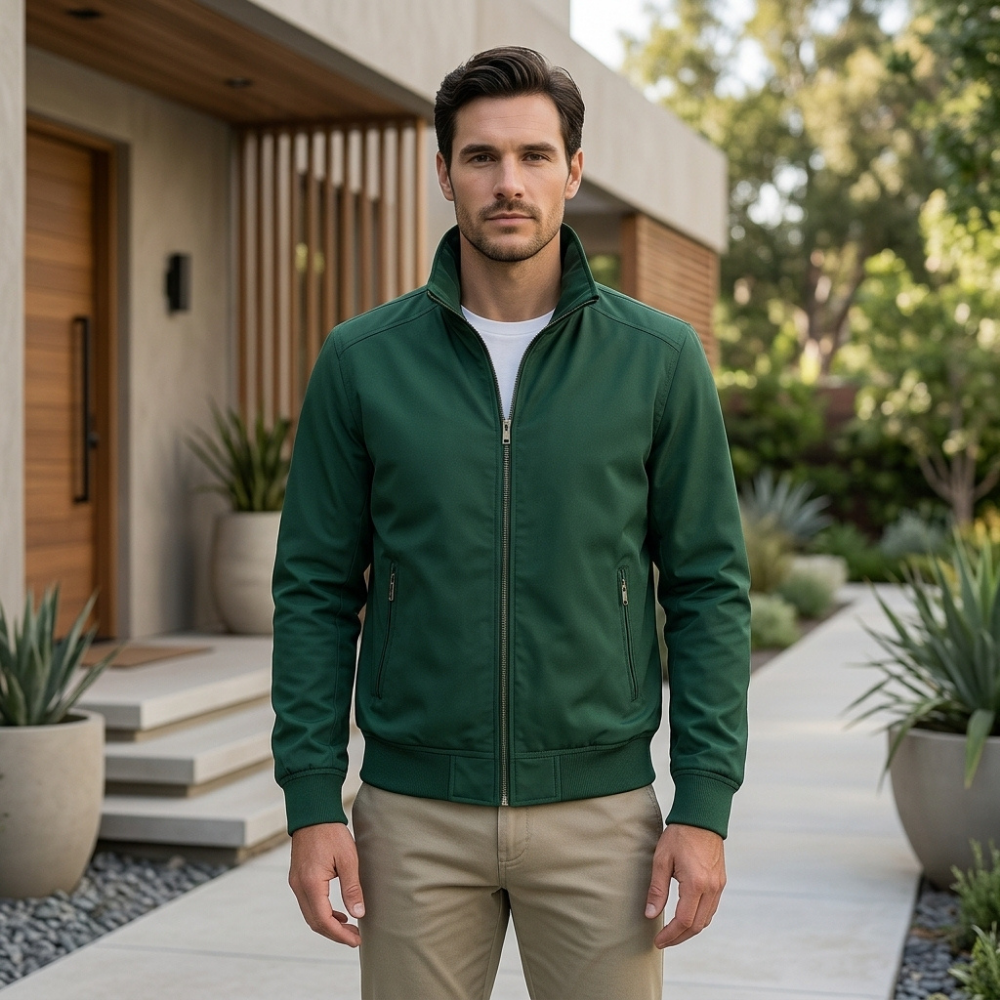 Men’s Zip Up Jacket Stand Collar Casual Everyday Jacket