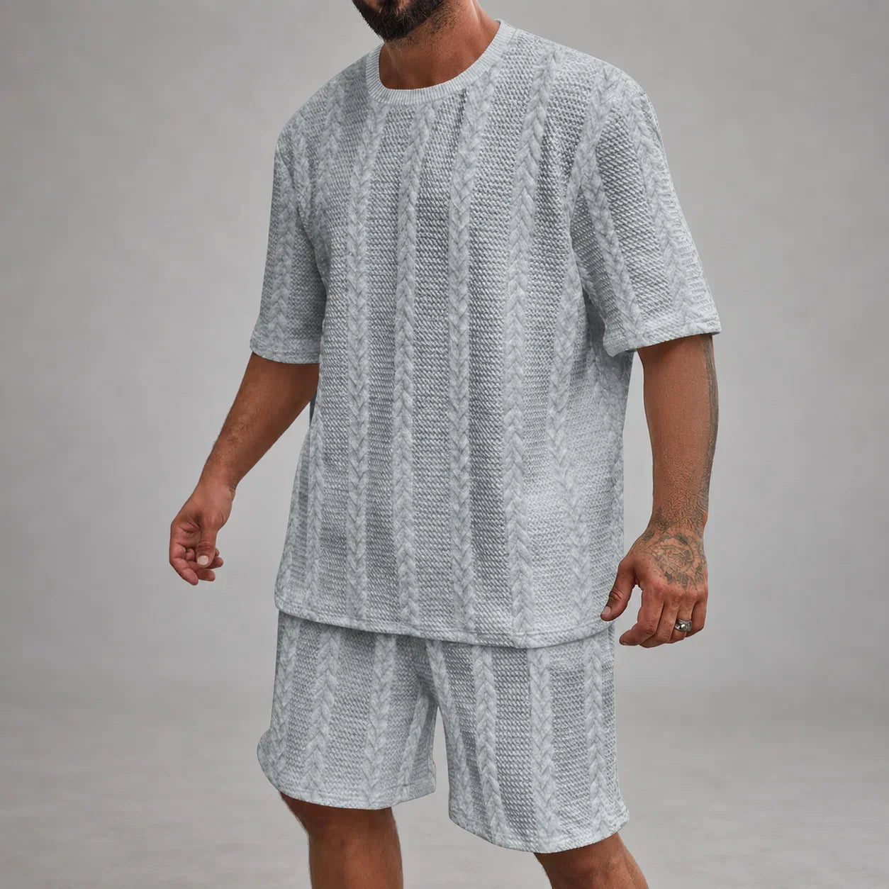 Men’s Short Sleeve Shirt and Shorts Set Casual Relaxed Fit Lounge Outfit