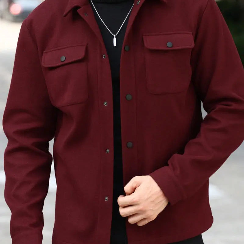 Men’s Casual Overshirt Button Up Jacket Pocket Streetwear Style
