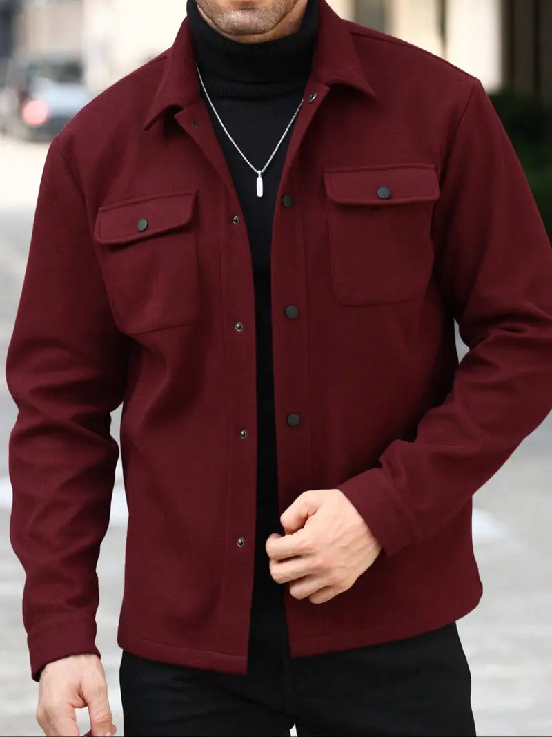 Men’s Casual Overshirt Button Up Jacket Pocket Streetwear Style