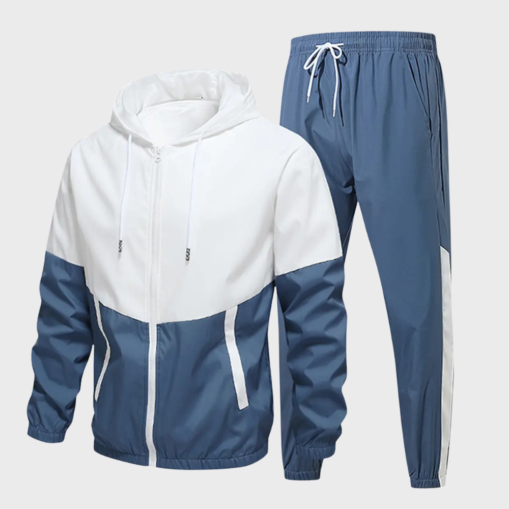 Men’s Hooded Tracksuit Set Zip Up Jacket and Drawstring Jogger Pants