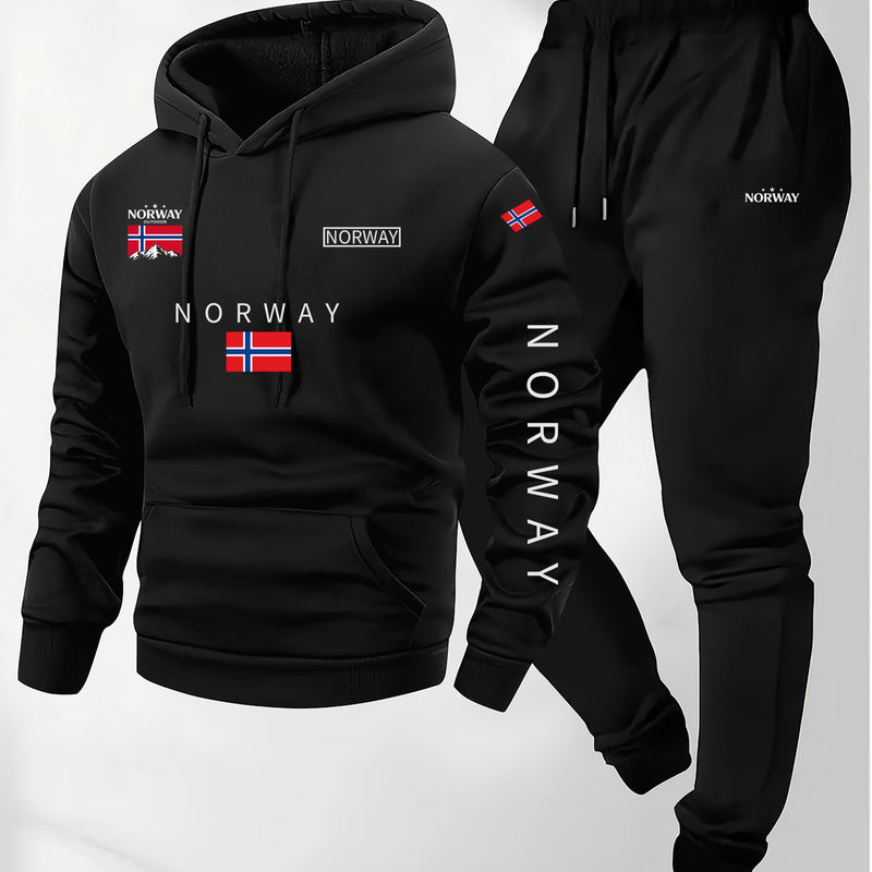 Men’s Hoodie and Jogger Set Norway Casual Tracksuit Outfit