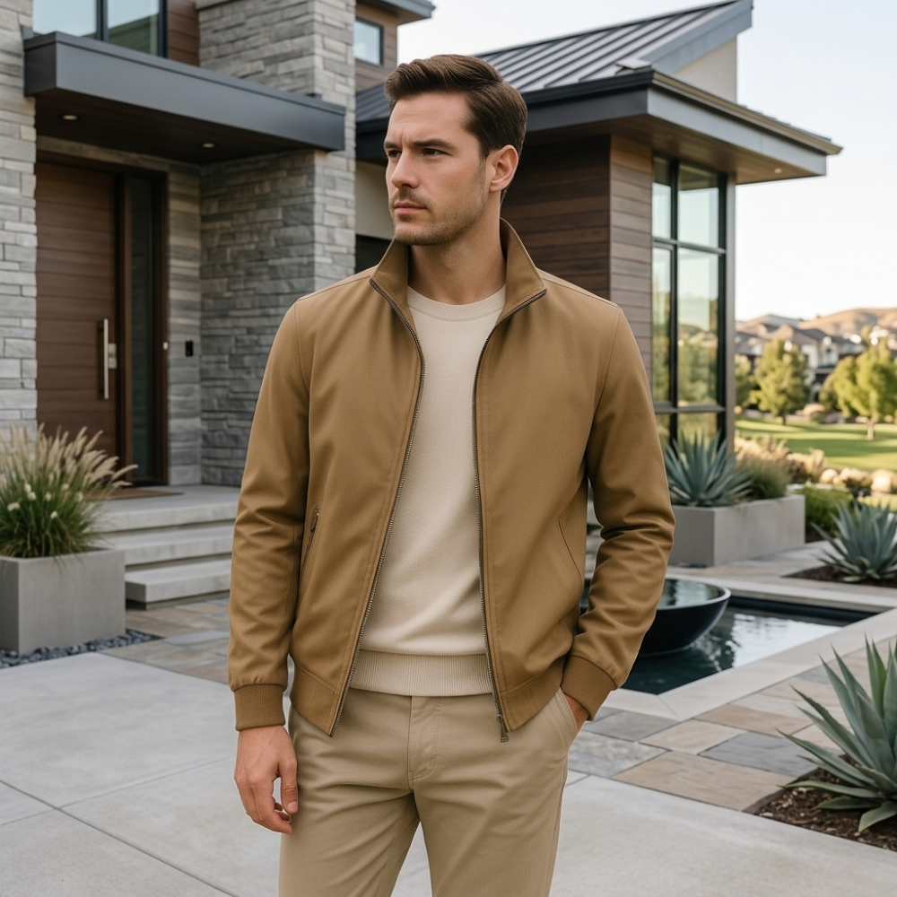 Men’s Zip Up Jacket Stand Collar Casual Everyday Jacket