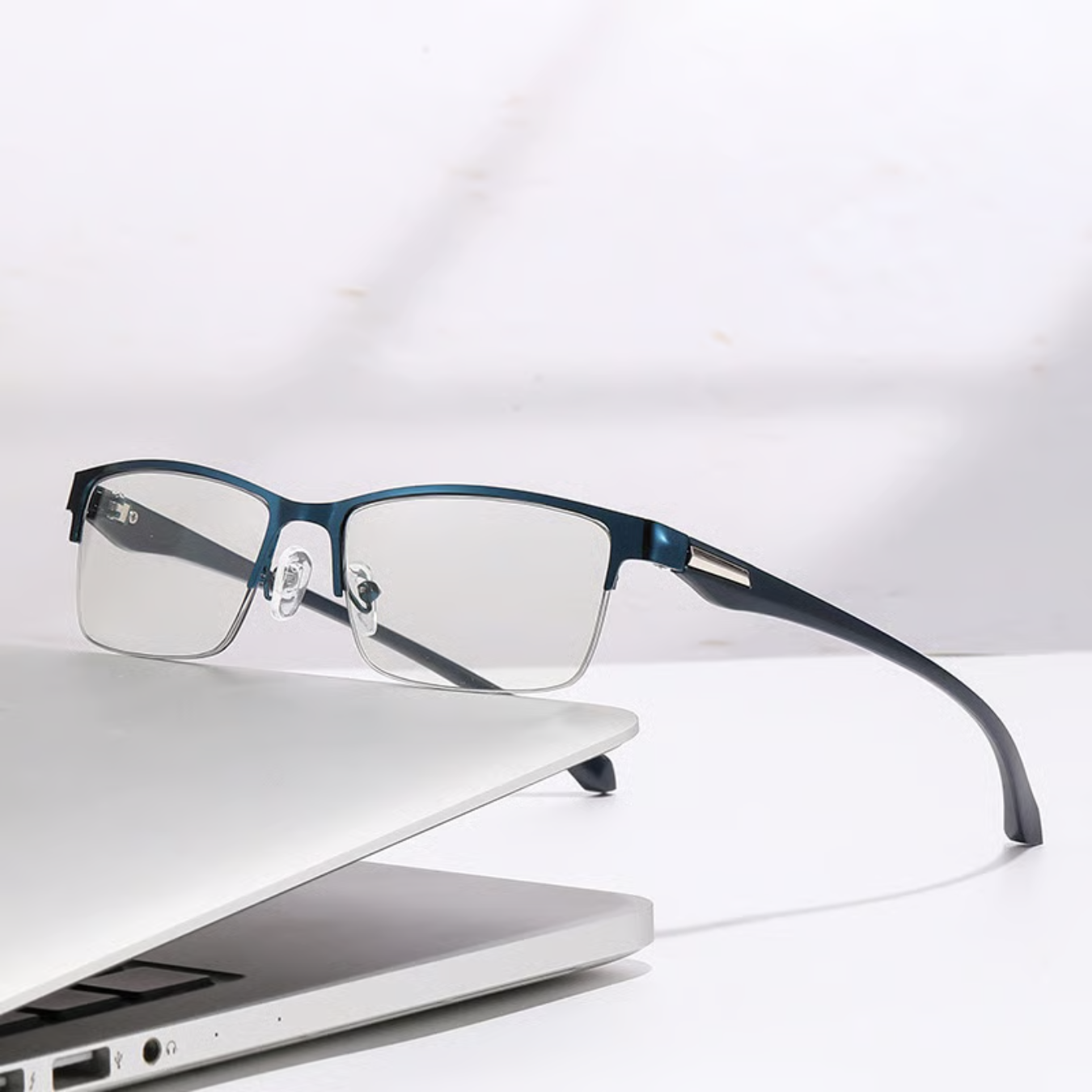 Rectangle Glasses Frames with Lightweight Half Rim Design