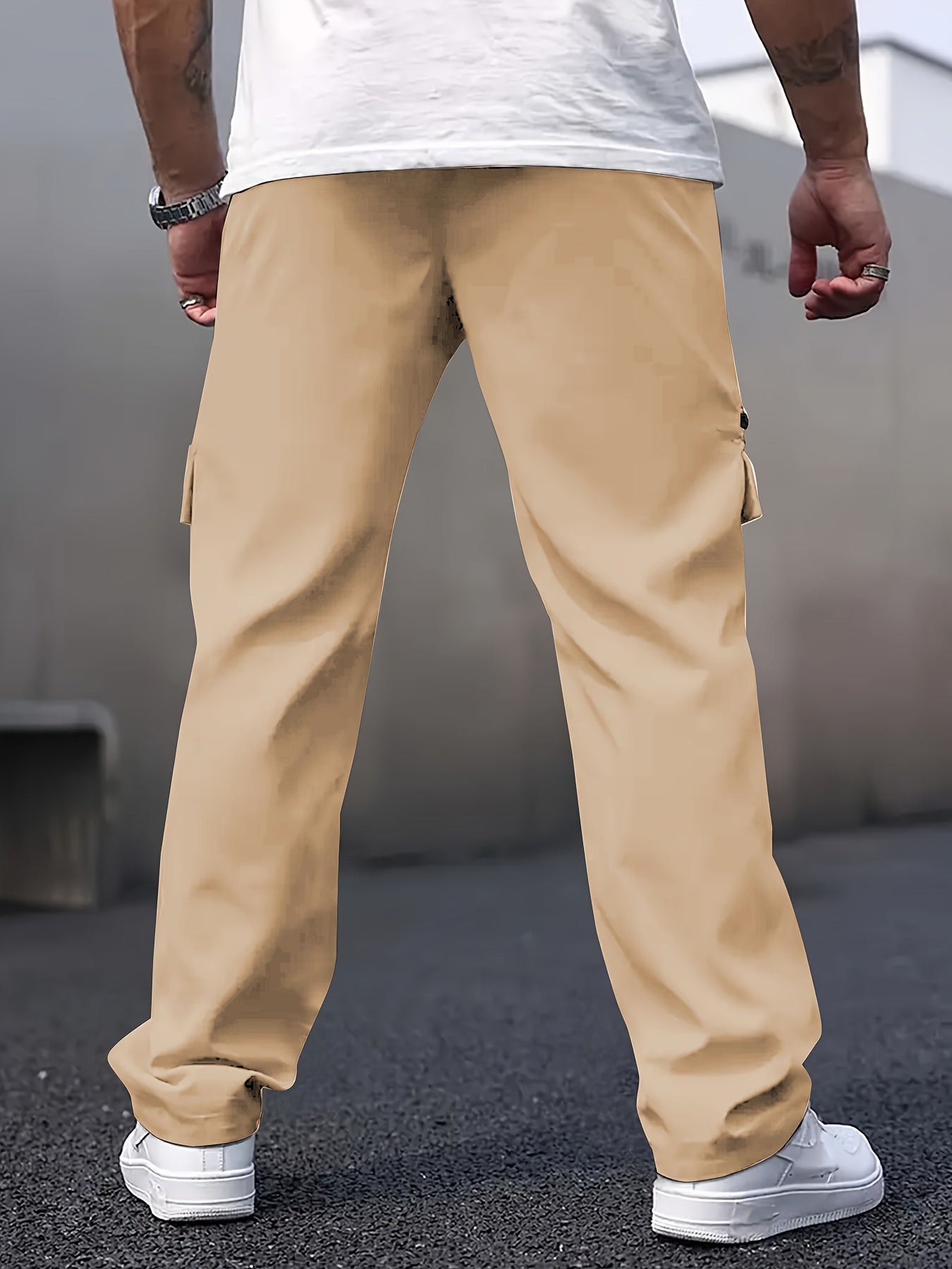 Men's Casual Cargo Trousers with Multi Pockets and Straight Leg Fit
