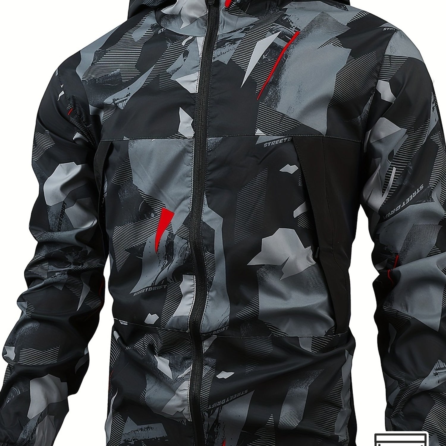Men's Autumn Camouflage Hooded Jacket with Zip-Up Front and Pockets