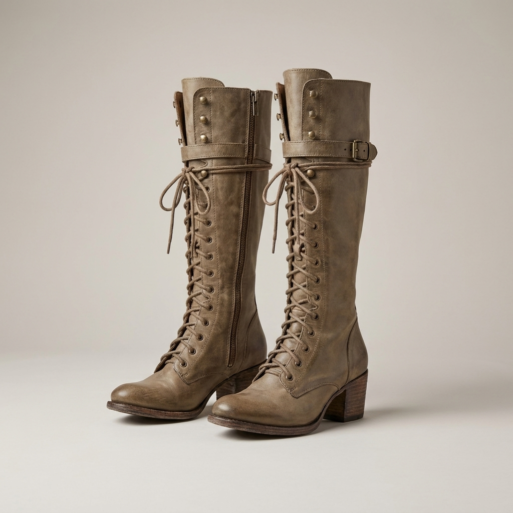 Women’s Knee High Boots Lace Up Long Boots Casual Footwear