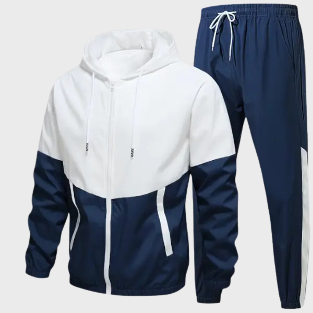 Men’s Hooded Tracksuit Set Zip Up Jacket and Drawstring Jogger Pants