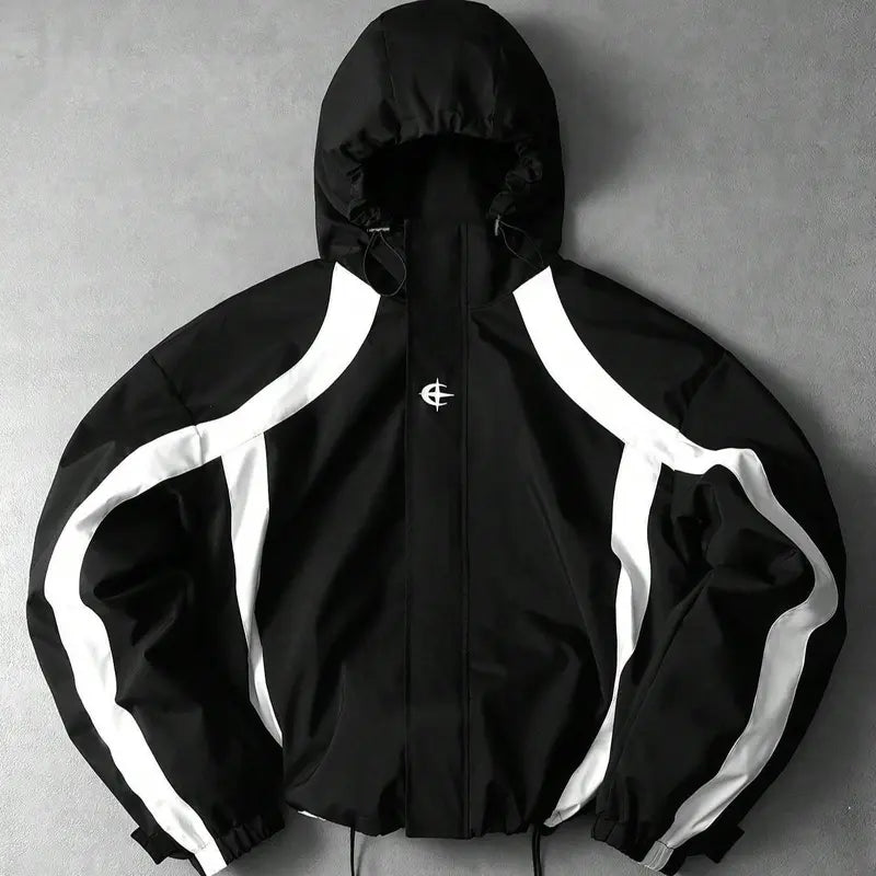 Men’s Outdoor Vintage Streetwear Jacket Zip Up Casual Windbreaker Lightweight Hooded
