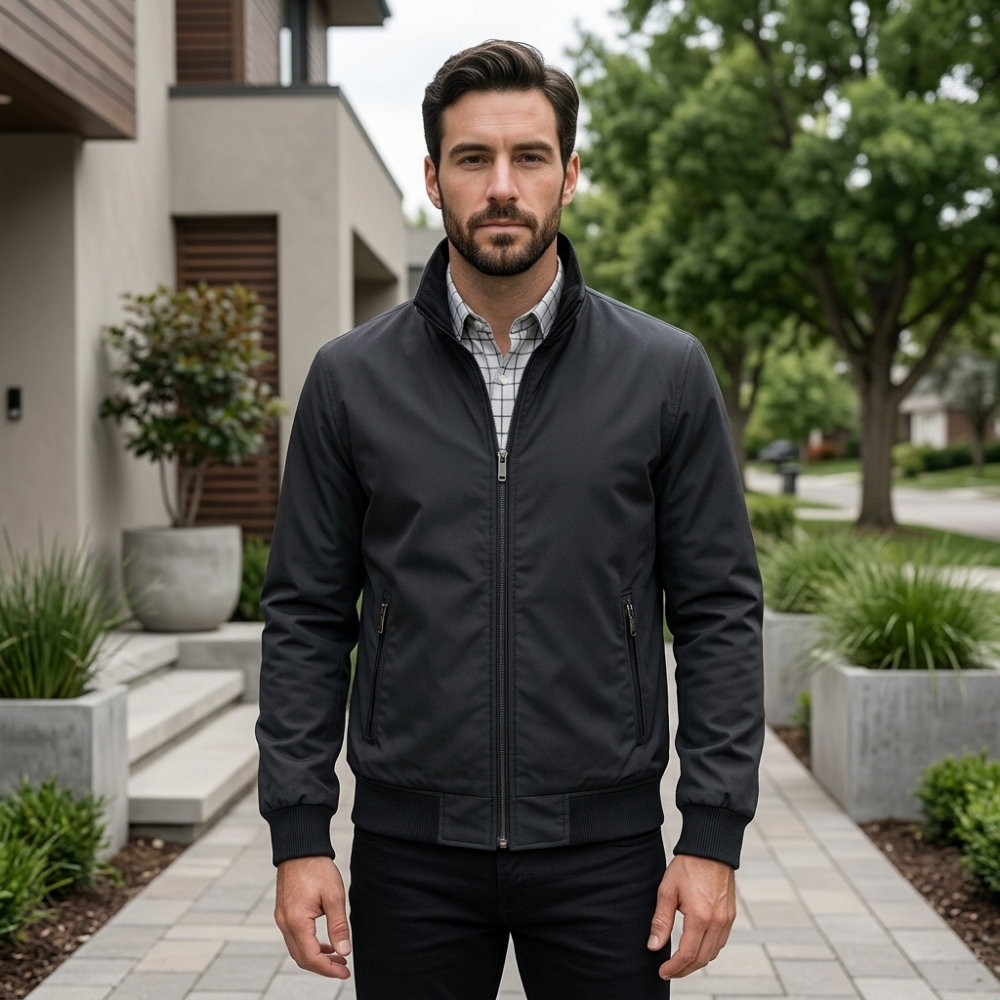 Men’s Zip Up Jacket Stand Collar Casual Everyday Jacket