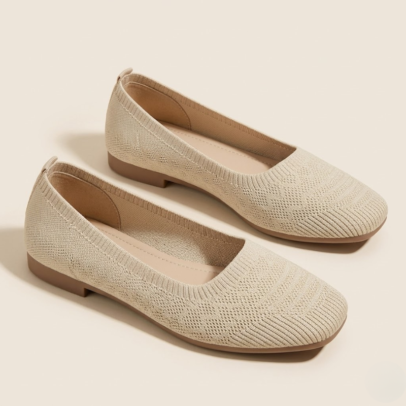 Women’s Knit Ballerina Shoes – Comfortable Slip-On Flats