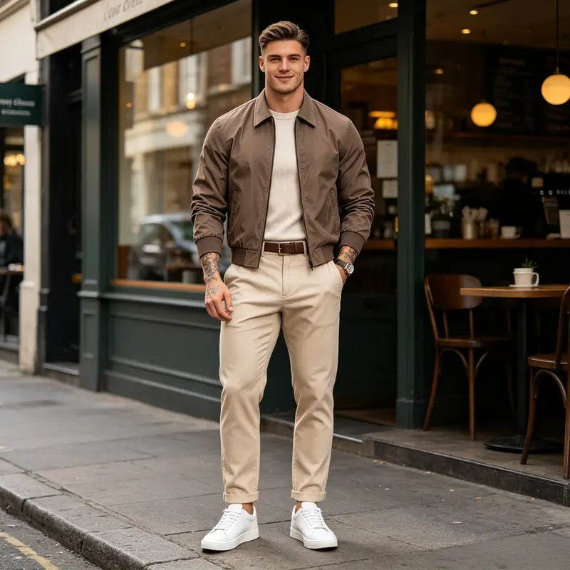 Men’s Bomber Jacket Zip Up Casual Stand Collar Everyday Outerwear