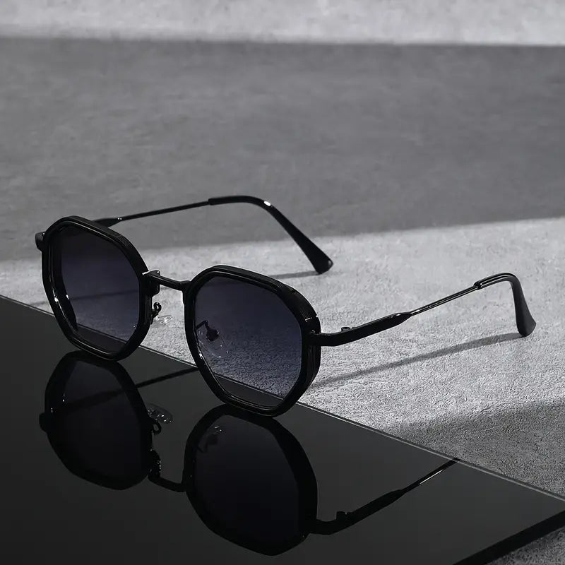 Solorfit | Unisex Polygonal Fashion Glasses – Black Frame with Teal-Tinted Lenses, Lightweight and Durable Eyewear - Solorfit