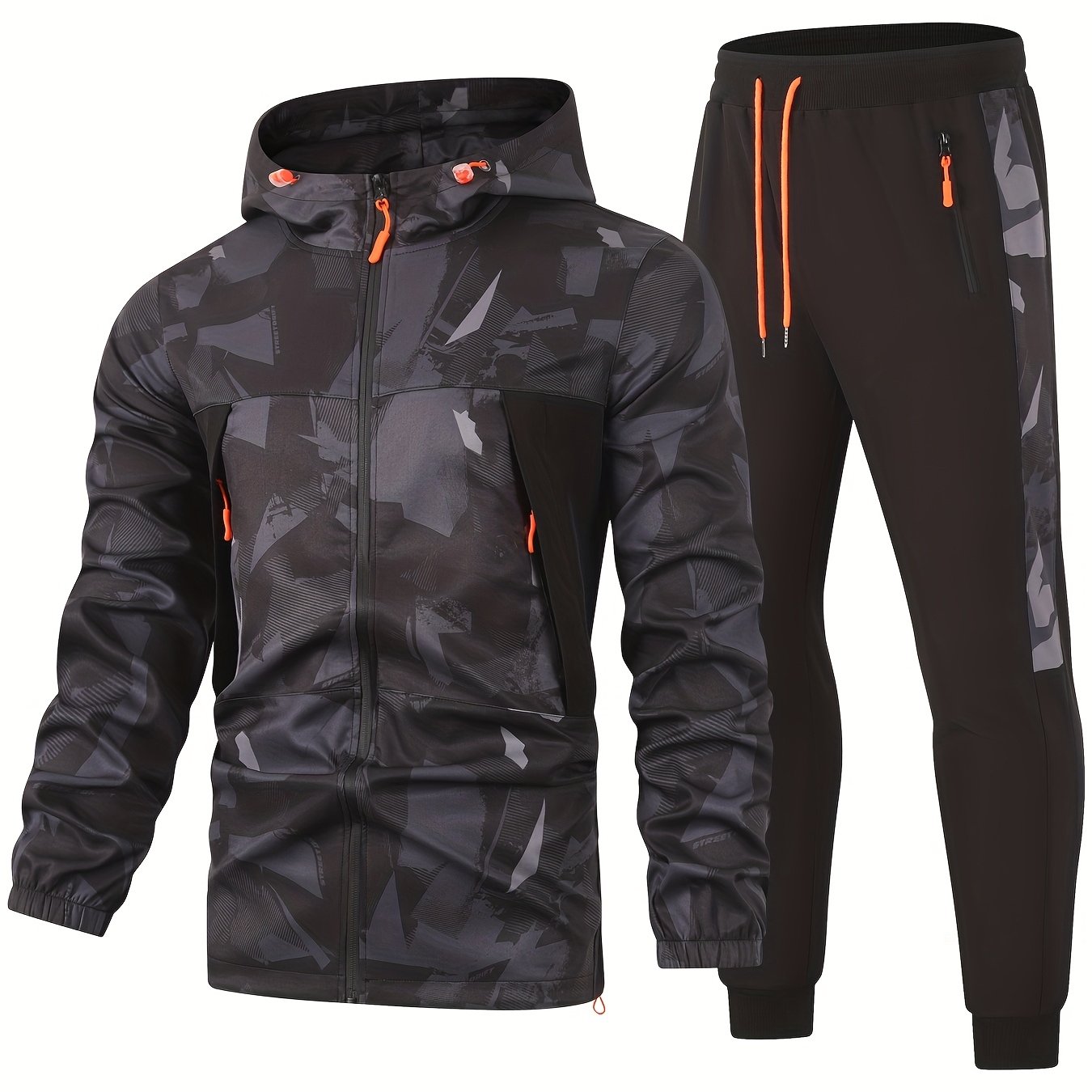 Men's 2 Piece Tracksuit Matching Set with Hooded Jacket and Joggers