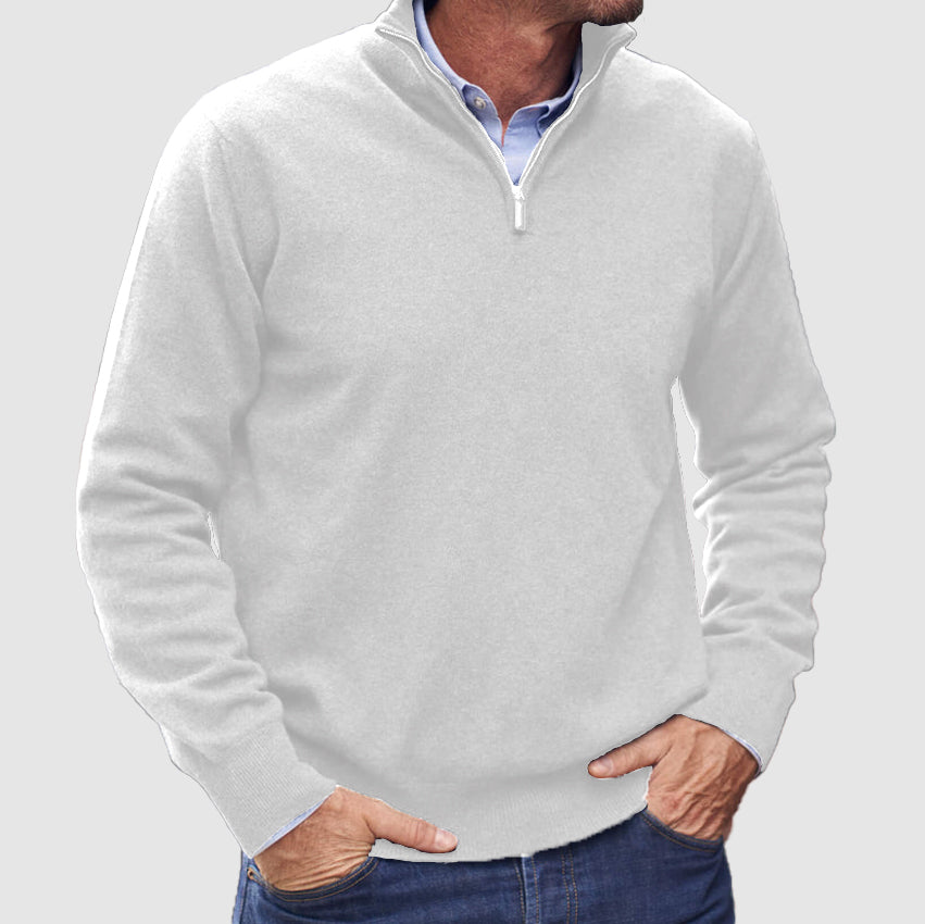 Men's Cashmere Zipper Basic Sweater - Solorfit