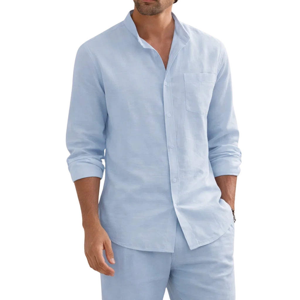 Akiva Men’s Stylish Two-Piece Set – Casual Shirt and Matching Pants Outfit