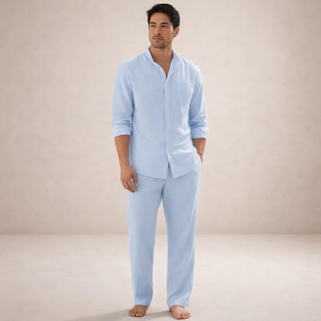 Akiva Men’s Stylish Two-Piece Set – Casual Shirt and Matching Pants Outfit