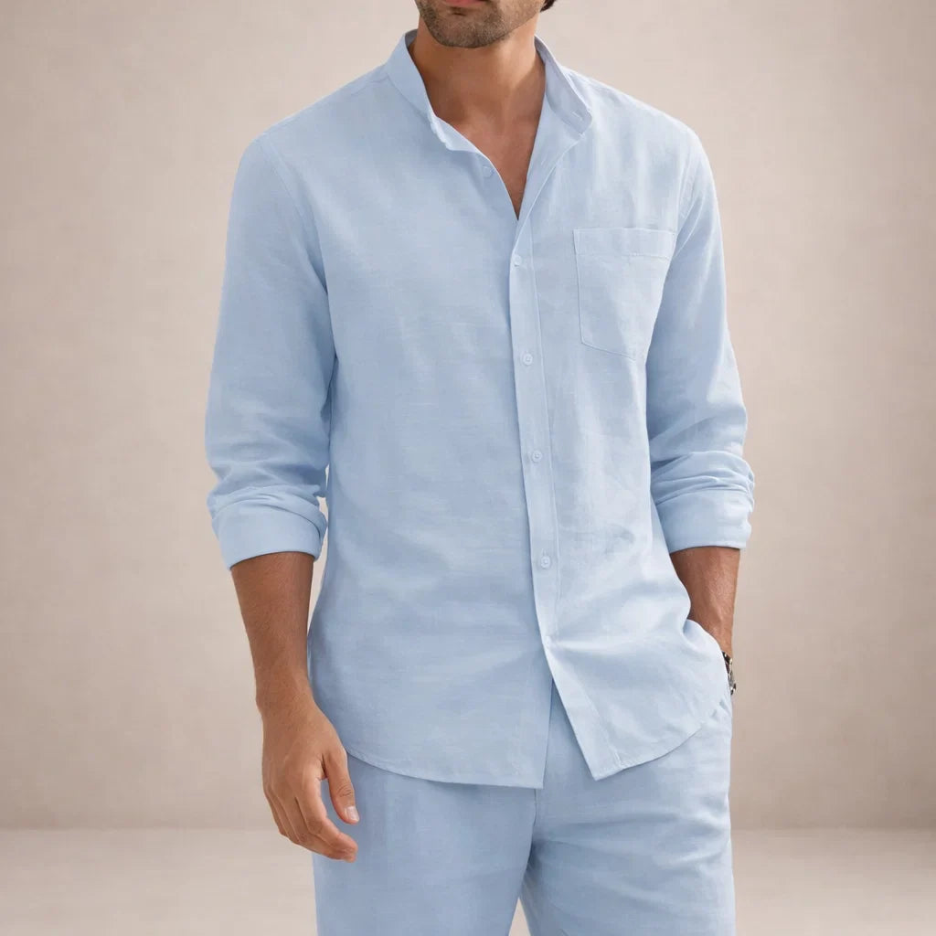 Akiva Men’s Stylish Two-Piece Set – Casual Shirt and Matching Pants Outfit