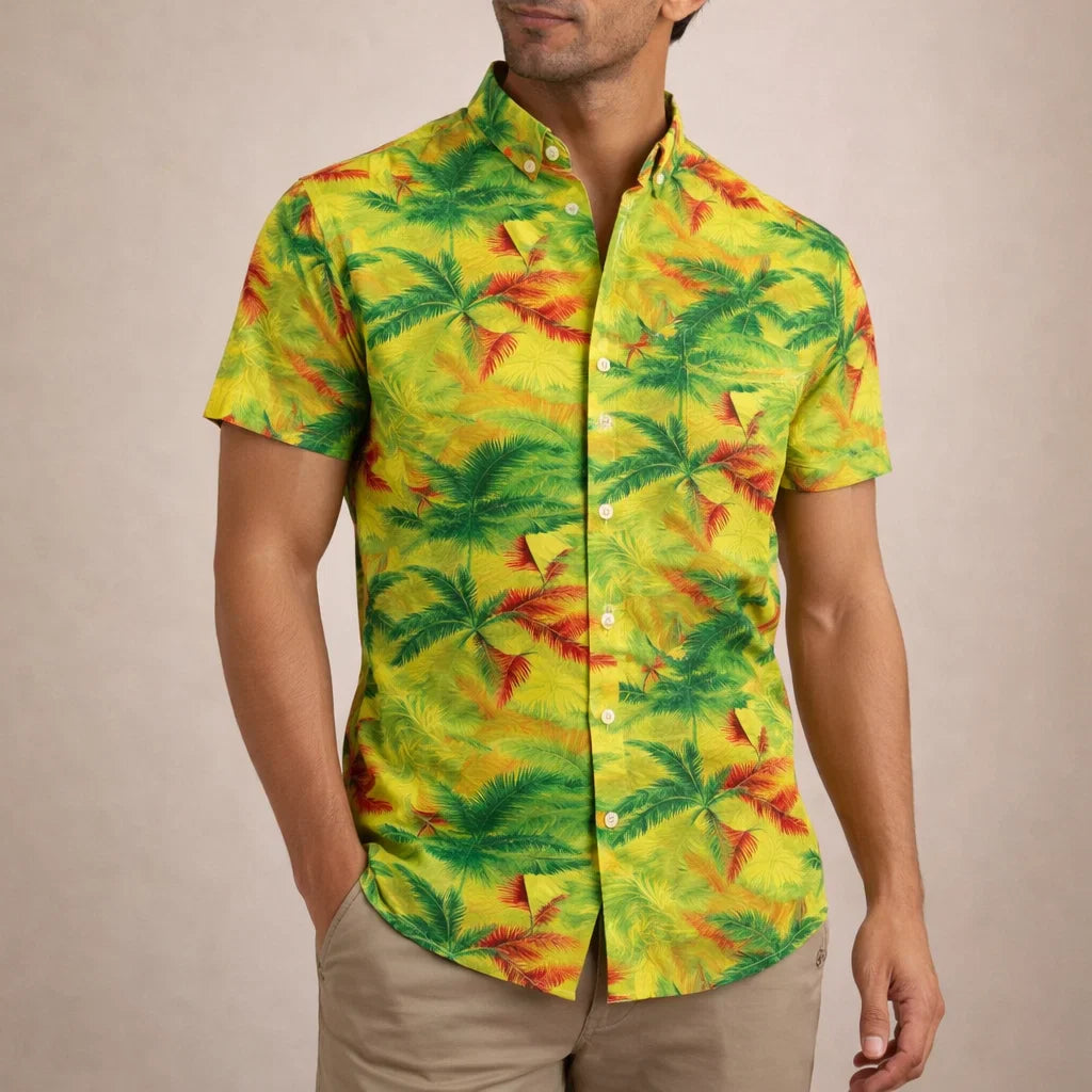 Albert Men’s Floral Surf Shirt – Lightweight Tropical Summer Button-Up