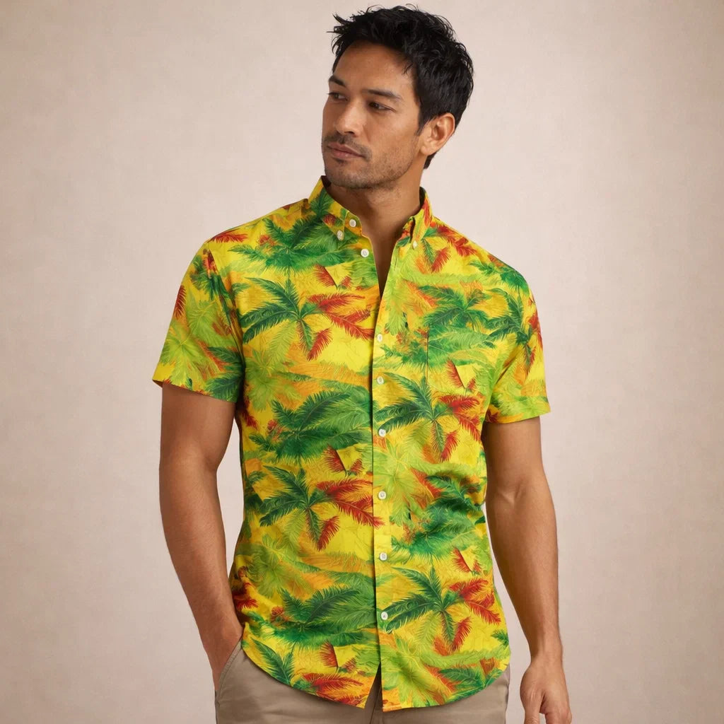 Albert Men’s Floral Surf Shirt – Lightweight Tropical Summer Button-Up