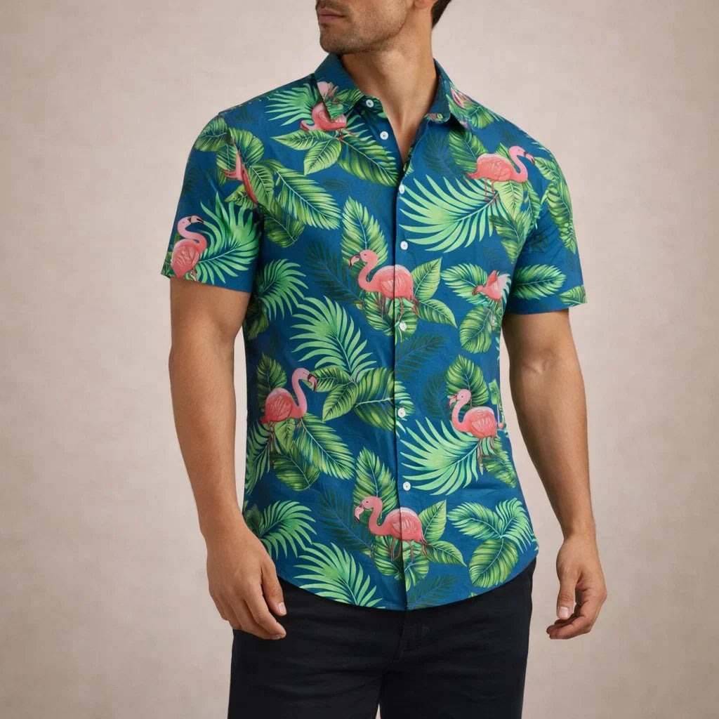 Albert Men’s Floral Surf Shirt – Lightweight Tropical Summer Button-Up