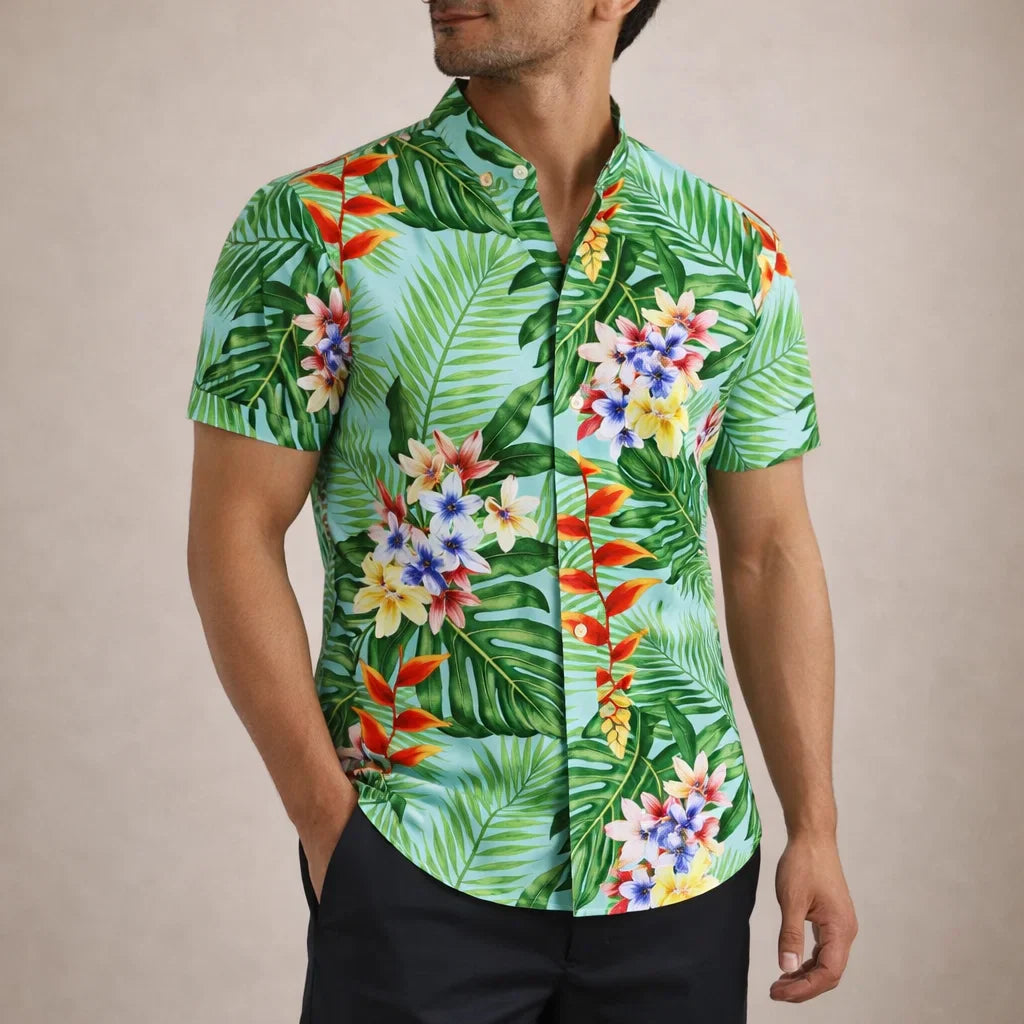 Albert Men’s Floral Surf Shirt – Lightweight Tropical Summer Button-Up