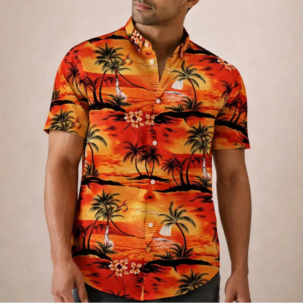 Albert Men’s Floral Surf Shirt – Lightweight Tropical Summer Button-Up