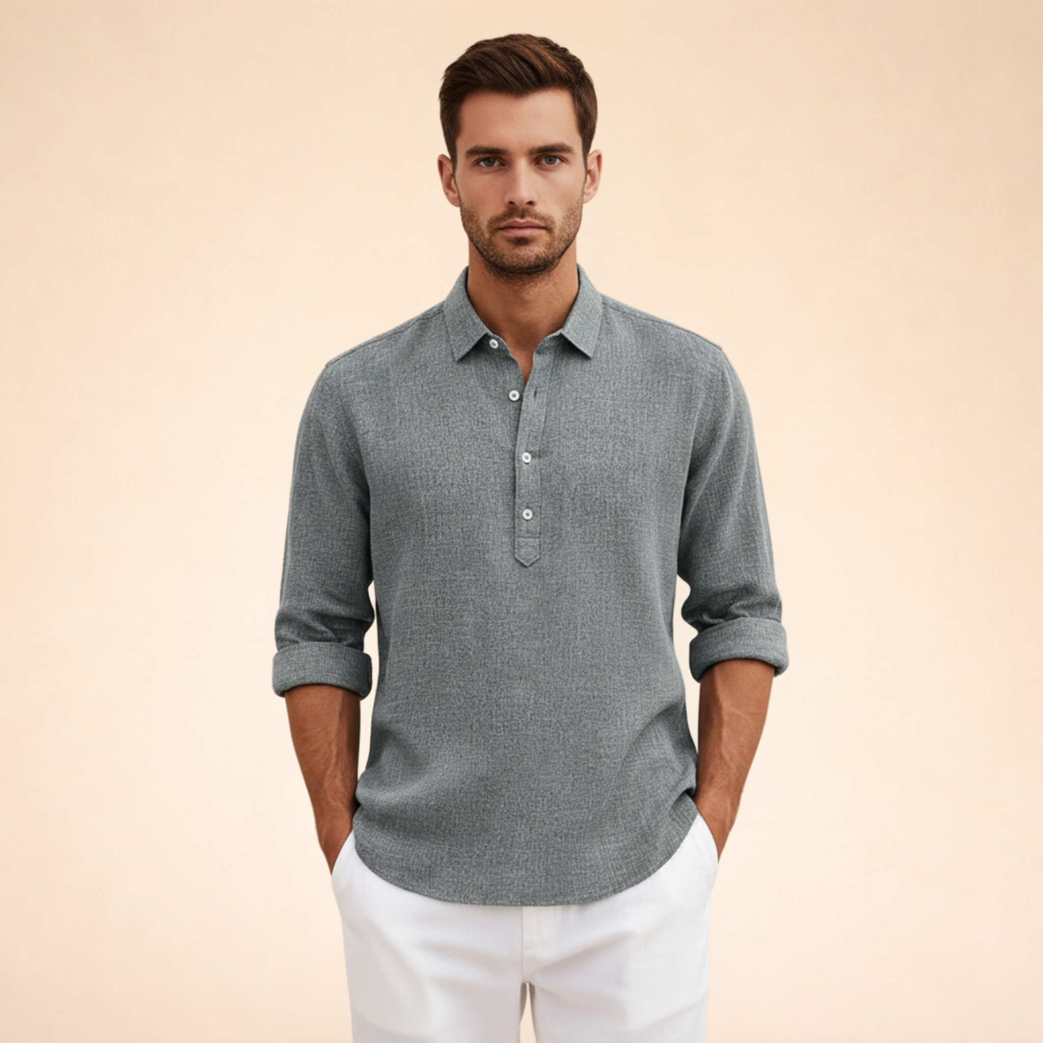 Men’s Polo Shirt Long Sleeve Casual Button Up Everyday Top