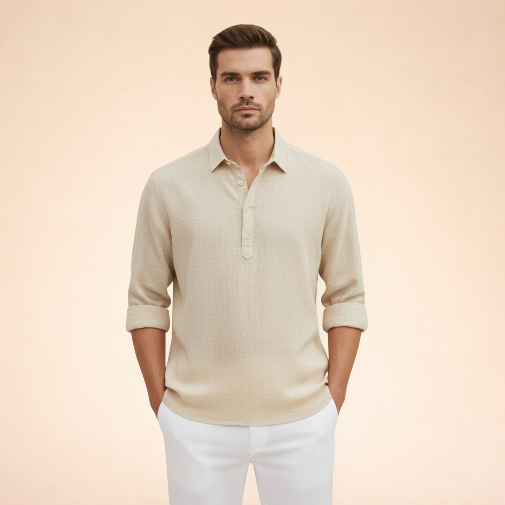 Men’s Polo Shirt Long Sleeve Casual Button Up Everyday Top