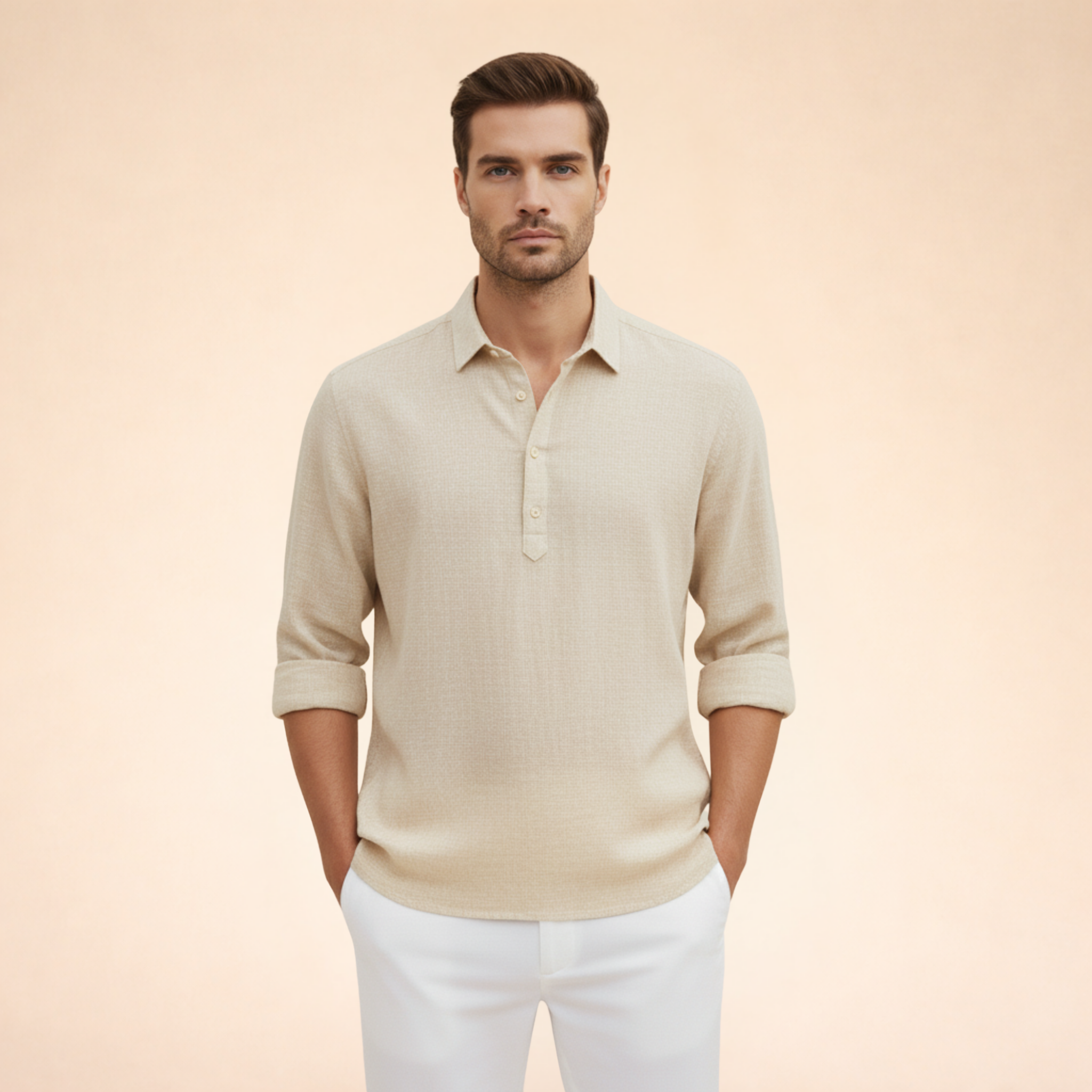 Men’s Polo Shirt Long Sleeve Casual Button Up Everyday Top