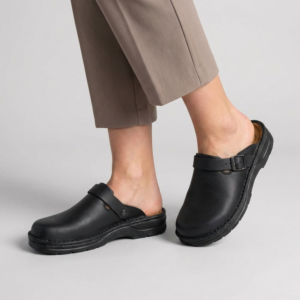 Slip-On Mule Orthopedic Cushion Clogs with Adjustable Buckle Strap