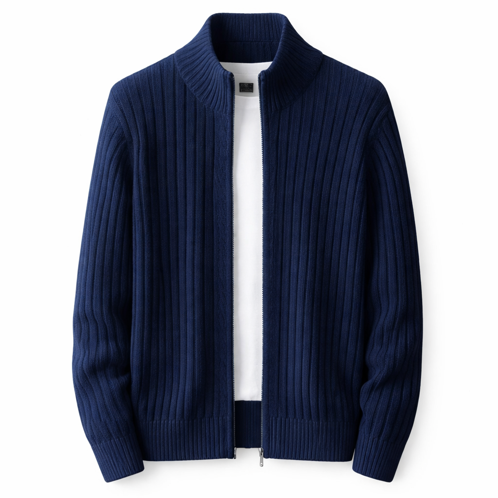 Men’s Zip Up Cardigan Sweater Casual Stand Collar Knit Jacket