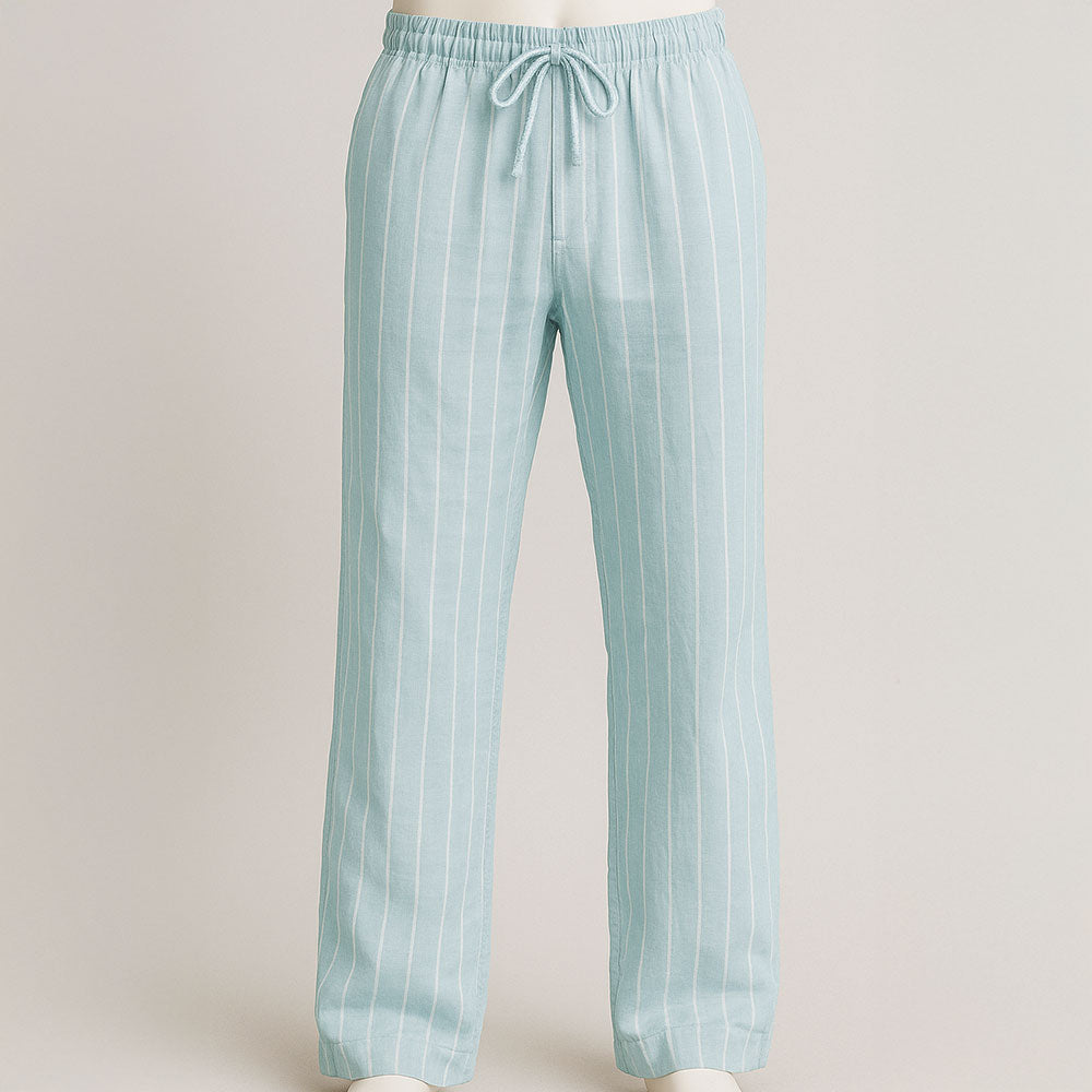 Stripes Linen Men Lightweight Breathable Pants