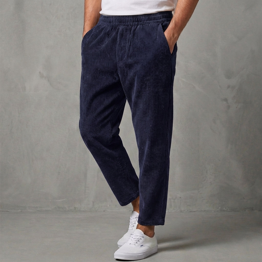 Men's Relaxed Tailored Summer Trousers with Tapered Silhouette