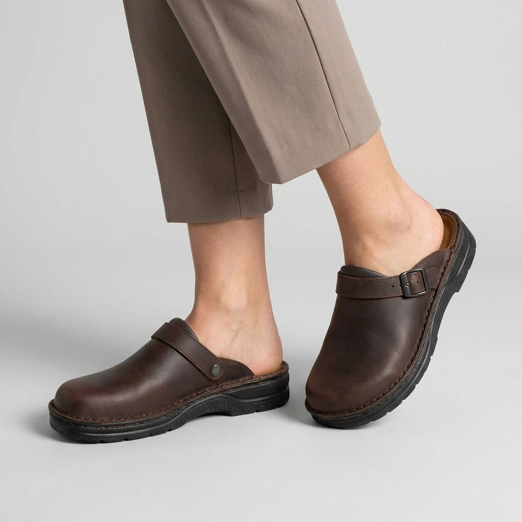 Slip-On Mule Orthopedic Cushion Clogs with Adjustable Buckle Strap