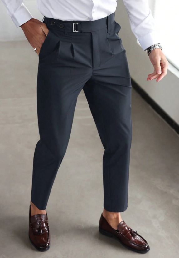 Solorfit | Men's Business Casual Solid Color Trousers – Slim Fit Formal Pants with Side Pockets for Work, Office & Daily Wear - Solorfit