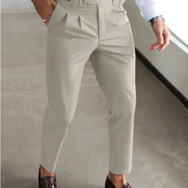 Solorfit | Men's Business Casual Solid Color Trousers – Slim Fit Formal Pants with Side Pockets for Work, Office & Daily Wear - Solorfit
