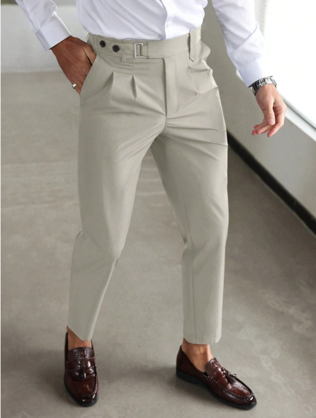 Solorfit | Men's Business Casual Solid Color Trousers – Slim Fit Formal Pants with Side Pockets for Work, Office & Daily Wear - Solorfit