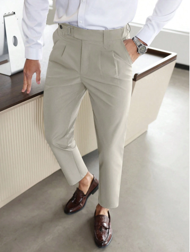 Solorfit | Men's Business Casual Solid Color Trousers – Slim Fit Formal Pants with Side Pockets for Work, Office & Daily Wear - Solorfit