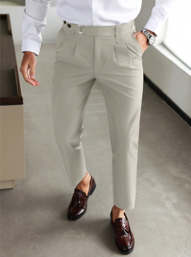Solorfit | Men's Business Casual Solid Color Trousers – Slim Fit Formal Pants with Side Pockets for Work, Office & Daily Wear - Solorfit