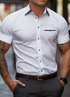 Solorfit | Men's Basic Short-Sleeve Shirt – Solid Color with Turn-Down Collar and Button-Up Front - Solorfit