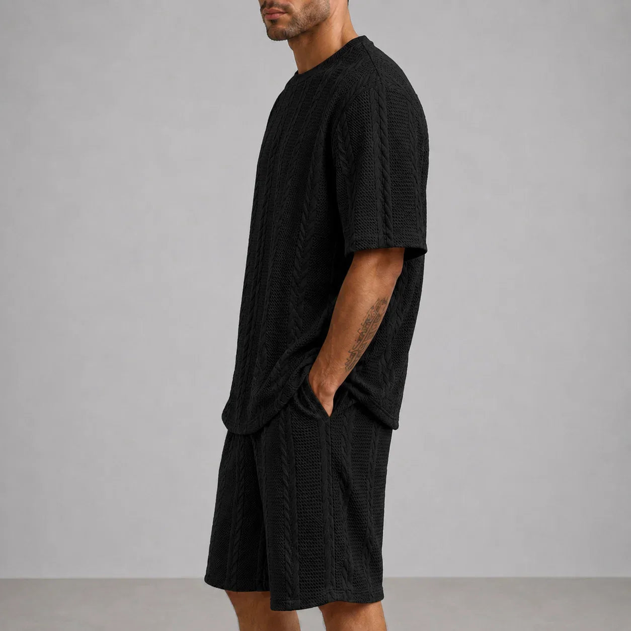 Men’s Short Sleeve Shirt and Shorts Set Casual Relaxed Fit Lounge Outfit